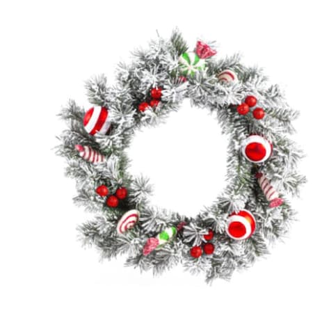 Alta Innova Wreath with Pinecones Ornaments, Red & White G48